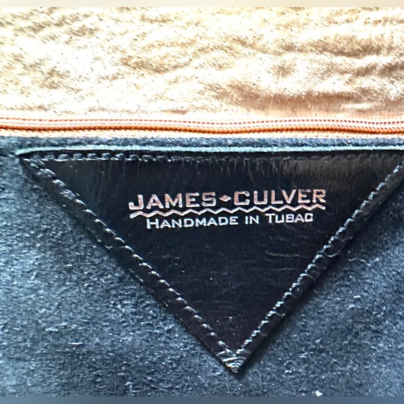 James Culver Black Textured Leather Brown Shoulder Bag Braided Straps Tubac AZ - Picture 11 of 11